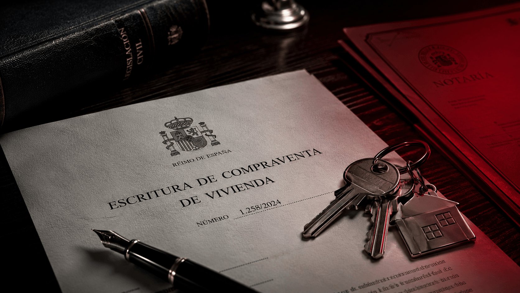 Escritura de propiedad y llaves de vivienda sobre escritorio de despacho jurídico en Tarragona — protección del patrimonio personal
